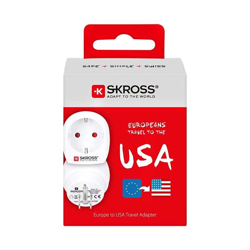 Skross - Notebook Kellkek - Adapter Hlozati AC 220V Utaz Europe-to-USA Skross SKR1500203E