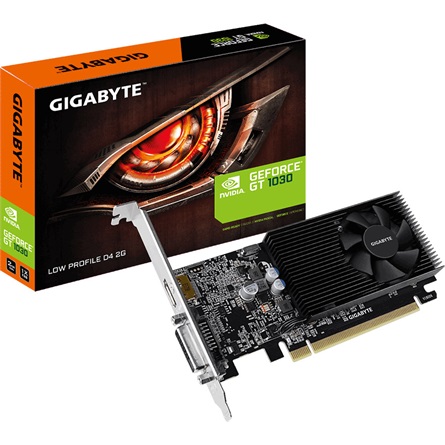 GigaByte - Videkrtya - PCI-E - PCIE 1030GT 2Gb Gigabyte DDR4 GV-N1030D4-2GL 1417MHz, DVI-D: 1db, HDMI: 1db, kezelt monitor: 2db, aktv hts, PCIe x16 (3.0)