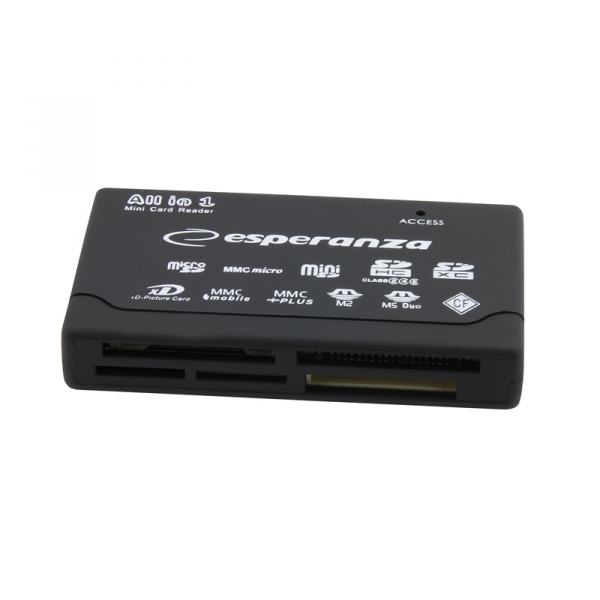 Esperanza - Memria Krtya Foto - Esperanza EA119 univerzlis krtyaolvas USB2.0 Tmogats: SDXC/SDHC/SD/MMC/RS-MMC/Mini-SD(adapter)/Micro SD(adapter)/TF(adapter)/XD/MS/MS DUO/MS PRO DUO/M2(adapter)/CF/MD