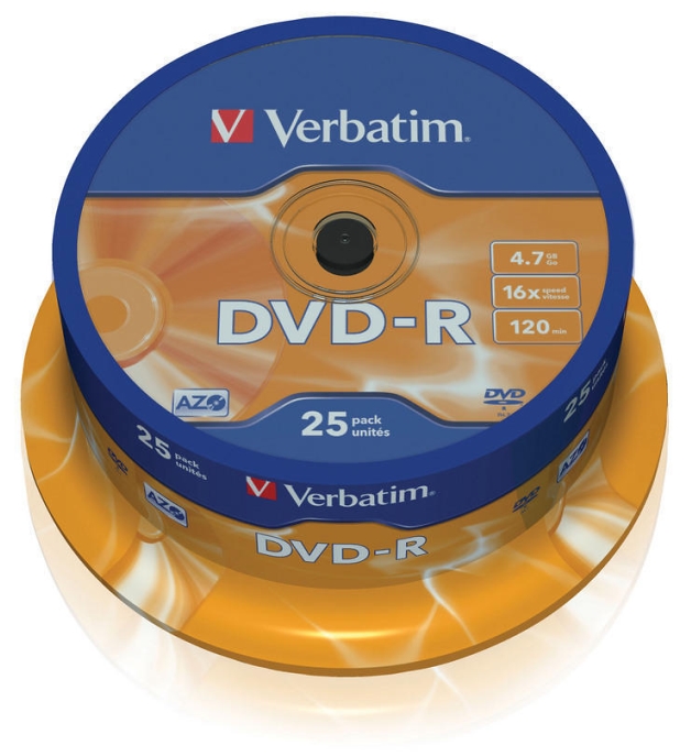 Verbatim - Mdia DVD Disk - Verbatim 4,7Gb 16x 25db/henger Matt Silver DDVD-R