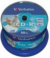 Verbatim - Mdia CD Disk - Verbatim 700 MB/80perc 52x nyomtathat matt CD-R lemez (50db/henger)