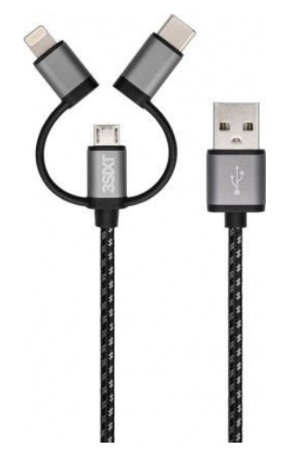 Sophos - Kbel - 3SIXT 1m USB A-microB/Lighting/USB-C kbel, textil borts
