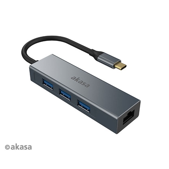 Akasa - Bluetooth, Infra adapter - Akasa USB Type-C - 3 x USB Type-A + Ethernet port - 18cm - AK-CBCA20-18BK