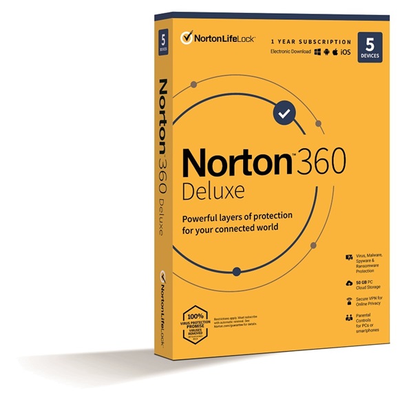 NORTONLIFELOCK - Vrusrt - Norton 360 Deluxe 50GB HUN 1 Felhasznl 5 gp 1 ves dobozos vrusirt szoftver 21416689