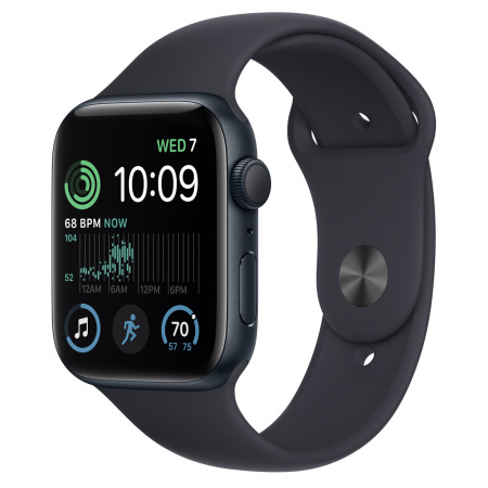 Apple - Mobiltelefonok, GPS - Apple Watch SE2 GPS 44mm Midnight Aluminium Case with Midnight Sport Band - Regular mnk03cm/a